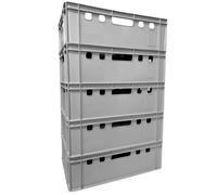 5x Scatola Carne E2 Cassetta Macellaio 60x40 Fleischerkiste Impilabile Grigio