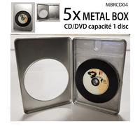 5x Scatole Metallo Formato DVD Con Finestra per 1CD / - Grigio - Nuova