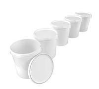 5x Secchio con coperchio 16 litri bianco - per alimenti, ermetico e stabile, secchio vuoto con maniglia e chiusura, coperchio in PP, adatto per alimenti, chimica, colore, detersivo in polvere, adesivi