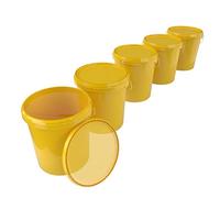 5X Secchio con coperchio 16 litri Giallo - per alimenti, ermetico e stabile, secchio vuoto con manico e chiusura per alimenti, chimica, vernice murale, detersivo in polvere, adesivi