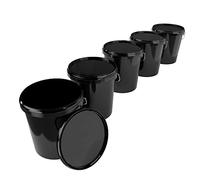 5X Secchio con coperchio da 16 litri nero - per alimenti, ermetico e stabile, secchio vuoto con maniglia e chiusura a scatto per alimenti, chimica, vernice murale, detersivo in polvere, adesivi