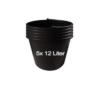 5x Secchio di Costruzione 12L Plastica Giardino Muratore Scatola Intonaco Acqua
