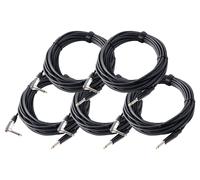 5x Set 10m Cavo Chitarra Jack 6,3mm 1/4'' Stereo per Strumento Basso Tastiera