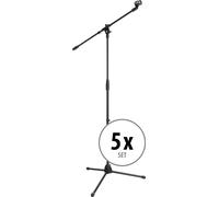5x Set Asta per Microfono a Giraffa con Supporto Microfonico Treppiede Stand