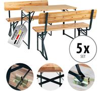 5x Set Birreria Tavolo e Panche con Schienale da Giardino Balcone in Legno 119cm