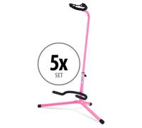 5x Set Supporto Stand Chitarra Basso Elettrica Acustica Terra Imbottito Rosa