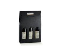 5X SETA NERO 27x9x38.5cm Scatola PORTABOTTIGLIE VINO da 3 posti 1BY6