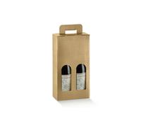 5X SETA ORO 18x9x34 cm Scatola Valigia PORTABOTTIGLIE VINO 2 Posti 1BY3