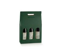5X SETA VERDE 27x9x38.5cm Scatola PORTABOTTIGLIE VINO da 3 posti 1BY6