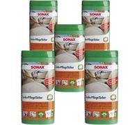 5x SONAX 04123000 Lederpflegetücher Box Auto Spazi Interni Cura Della Pelle