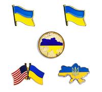 5x Spille, Ucraina Bandiera Mappa Spille Risvolto 5-Pcs Combo Pin