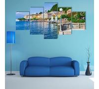5X Stampe e Quadri su Tela Vecchio Bellagio con il lago di Como Stampe su Canvas Murale Tela Wall Art Home Decor Cucina Regalo di Anniversario (senza cornice)