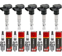 5x Stellox Bobina + Champion Candela per VW EOS 1F7 1F8 2.0 FSI Audi A3