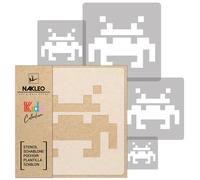 5x Stencil Riutilizzabili 34x34cm a 9x9cm bambini SPACE INVADERS #1