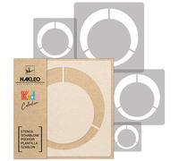 5x stencil riutilizzabili in PLASTICA 34x34 a 9x9 bambini Anello Retro - Cerchio