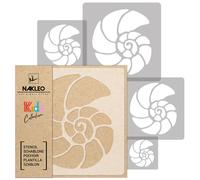 5x stencil riutilizzabili in PLASTICA 34x34 a 9x9 bambini CONCHIGLIA DI NAUTILUS