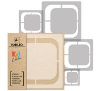 5x stencil riutilizzabili in PLASTICA / 34x34 a 9x9cm bambini / QUADRATO - RETRO