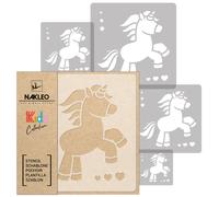 5x stencil riutilizzabili in PLASTICA / da 34x34 a 9x9 / bambini / UNICORNO #2