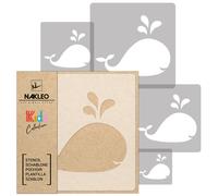 5x stencil riutilizzabili in PLASTICA / da 34x34 cm a 9x9 cm / bambini / BALENA