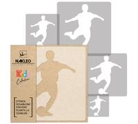 5x stencil riutilizzabili in PLASTICA/ da 34x34 cm a 9x9 cm/ bambini/ CALCIATORE