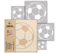 5x stencil riutilizzabili in PLASTICA / da 34x34 cm a 9x9 cm / bambini / CALCIO
