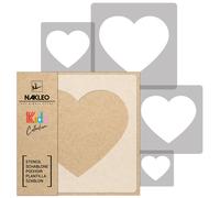 5x stencil riutilizzabili in PLASTICA / da 34x34 cm a 9x9 cm / bambini / CUORE