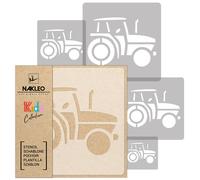 5x stencil riutilizzabili in PLASTICA / da 34x34 cm a 9x9 cm / bambini/ TRATTORE