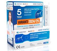 5x Tamponi COVID 19 - Test Nuove Varianti 2025 - Tamponi Rapidi Nasali Certificati per Uso Domestico, Risultato Rapido