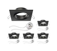 ledscom.de 5 pezzi Telaio da incasso a soffitto Telaio da incasso RIR nero opaco angolare orientabile (LED/alogeno/GU10/MR16/PAR16/50mm) incl. presa GU10