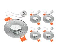 ledscom.de 5 pezzi Cornice da incasso a soffitto per bagno ERID, a prova di umidità, bagno, IP44, rotonda, alluminio opaco (GU10/MR16/GU5,3/50mm) incl. presa GU10