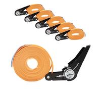5x Tensione Con Cricchetto Cinghia Fissaggio 6m a un Pezzo 800kg 0,8t Arancione