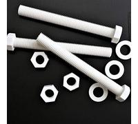 5x Viti a Testa Esagonale Bianchi Polipropilene (PP) Dadi e bulloni di plastica, M16 x 150mm, Rondelle, resistente all'acqua, anti corrosione