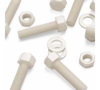 5x Viti a Testa Esagonale Nylon Naturale, M16 x 65mm, Dadi e bulloni di plastica, Rondelle, Nylon Naturale