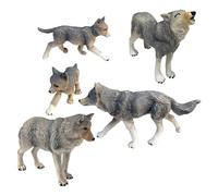 5x Wolf Animal Model Action Wolves Wild Animal for Kids Education Playset