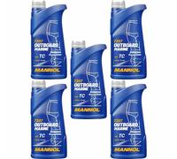 5x1 Litro Mannol Fuoribordo Marine olio motore Api TC Jaso FC Nmma TC-W3
