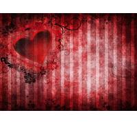 5x4FT (1.5x1.2m) Strisce Gotiche Rosso Scuro Con Cuore Sfondo Fotografico | Design Grunge Romantico Vintage Fondale In Tessuto,Grande Cuore Ombreggiato,Per Feste Romantiche E Foto Di Coppia,Photo Booth