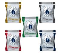 5x50 capsule Borbone Respresso DEGUSTAZIONE 50 NERA, 50 BLU, 50 RED, 50 ORO,50 DEK compatibili Nespresso