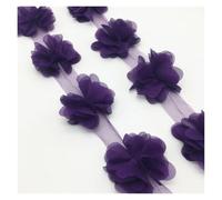 5yard 60pcs Flower Chiffon Cluster Flowers For Wedding Dress Bridal Fabric Lace Trim DIY Sewing(Color 8)