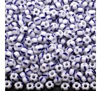 6/0 03330 Perline Rocailles in Vetro ceco - Blu a Righe Opaco. Confezione da 130 pz. Peso 10 Grammi. Dimensioni delle Perle 4,1 mm. per Beading, Ricamo e Realizzazione di Gioielli.