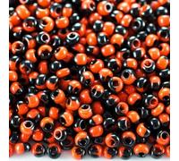 6/0 93750 Perline in vetro ceco Rocailles Arlecchino Nero Arancione. Confezione da 130 pezzi. Peso 10 grammi. Dimensioni delle perle: 4,1 mm. per perline, ricami e creazione di gioielli.
