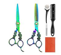 6.0 pollici titanio arcobaleno taglio capelli forbici kit di assottigliamento per barbiere accessori pettine clip professionale forbici per parrucchieri per salone casa strumento per capelli strumento