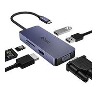 6-1 USB C Hub con 4K HDMI, VGA, 2 USB 2.0, lettore di schede SD/TF USB C Adattatore per MacBook Pro/Air, Dell, HP, Lenovo Pro, Dell/HP/Lenovo
