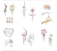 6/10 adesivi per tatuaggi temporanei a forma di rosa, fiore, tramonto, serpente, correttore per polso, caviglia, clavicola, tatuaggi finti realistici, impermeabili e duraturi(6pcs)