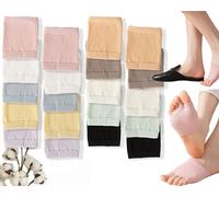 6/10 paia di calzini da donna con punta aperta a mezza palma - fodera per sandalo in cotone no show calzini antiscivolo senza cuciture mocassino tacco calzino nascosto copertura delle dita, Multi,