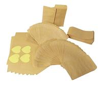 6 * 10cm 100pcs Sacchetto di Carta Kraft Piccoli Mini Busta per Semi Confetti Caramella Dolci Matrimonio Regalo Gioielli Busta Monili +(4.5cm) 10 Foglie 120pcs Adesivo di Carta kraft a Forma di Cuore
