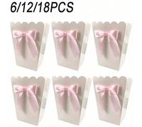 6/12/18 pezzi, Scatole per popcorn a fiocco, forniture per feste, scatole e buste per caramelle e spuntino, contenitori per cibo e spuntino, ideali per compleanni Rosa - 6 pezzi,Rosa - 12 pezzi,Rosa-1
