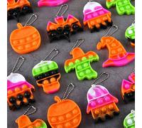 6/12/24/36/48 Pezzi Mini Giocattoli Sensoriali Fidget Poppers di Ognissanti, Giocattoli Popits a Forma di Zucca, Fantasma e Pipistrello di Ognissanti Portachiavi, Giocattoli Antistress per Alleviare l