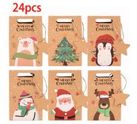 6/12/24pcs Natale Regalo Caramelle Cassetta Con / Tag Kraft Carta Cookies Snack