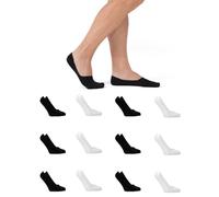 6 | 12 Paia Calzini Salvapiede in Cotone Uomo Silicone Antiscivolo sul Tallone Calze Invisibili Traspiranti No Slip Fantasmini Leggeri 40-46 (IT, Numero, 40, 46, Regular, Corto, 6 Bianchi 6 Neri)