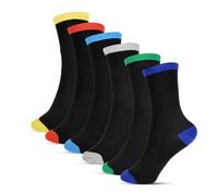 6/12 paia di calzini per ragazzi, morbidi e setosi, con tacchi e dita dei piedi colorati, perfetti per sport al chiuso e all'aperto, atletica, scuola, abbigliamento PE, casual per tutti i giorni